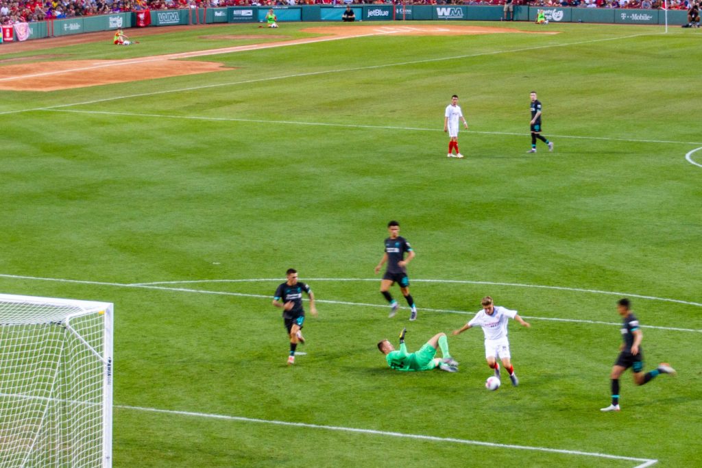 Seville player scores on Liverpool at Fenway Park