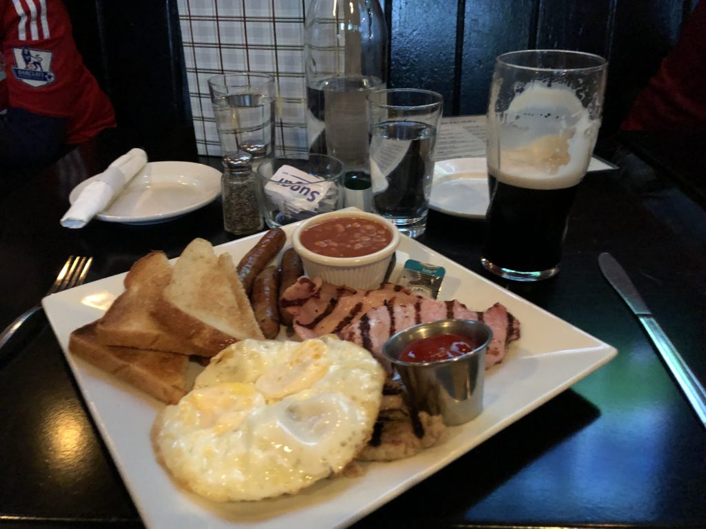 Irish breakfast on a white plate